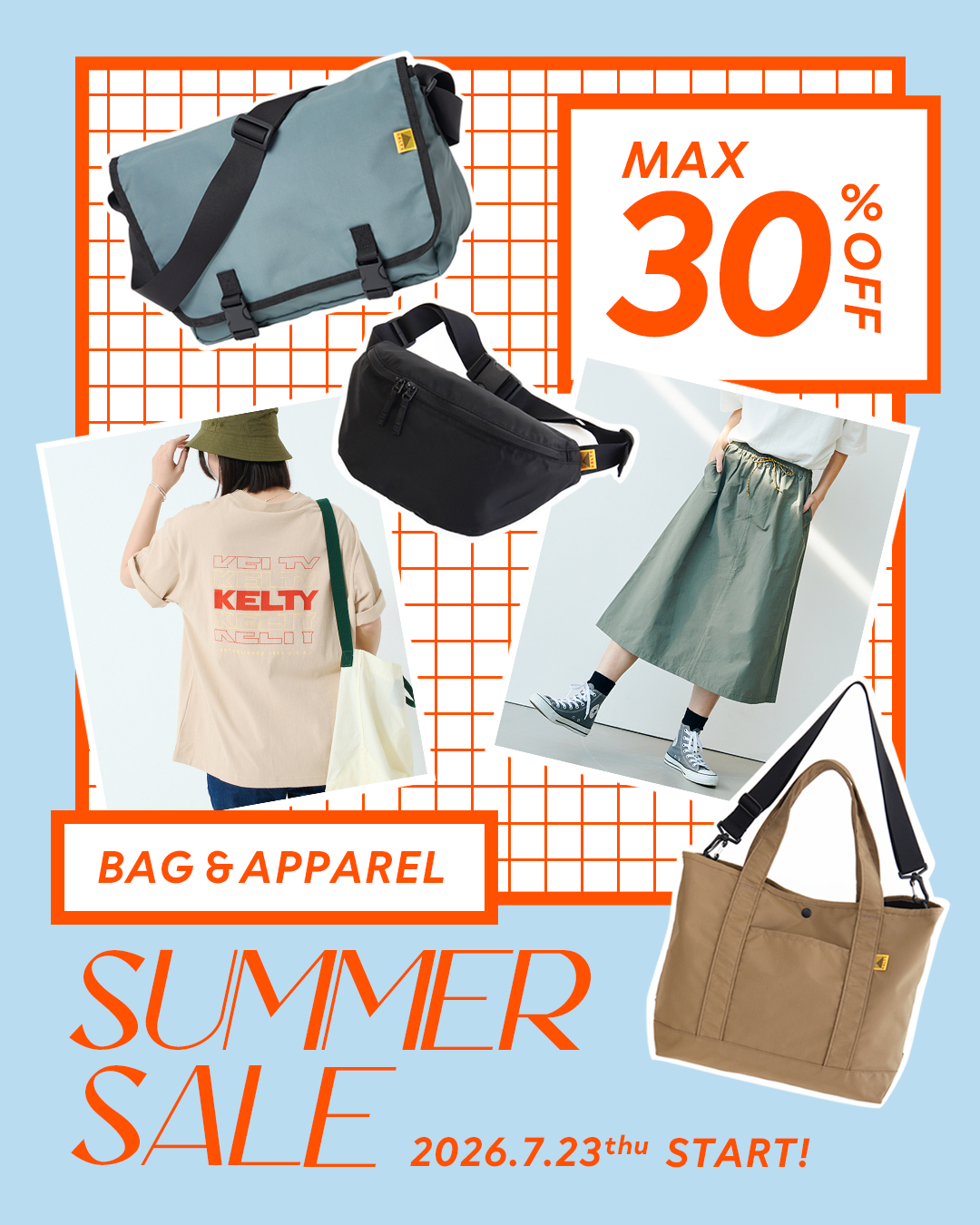 【KELTY】APPAREL&BAG SUMMER SALE START！