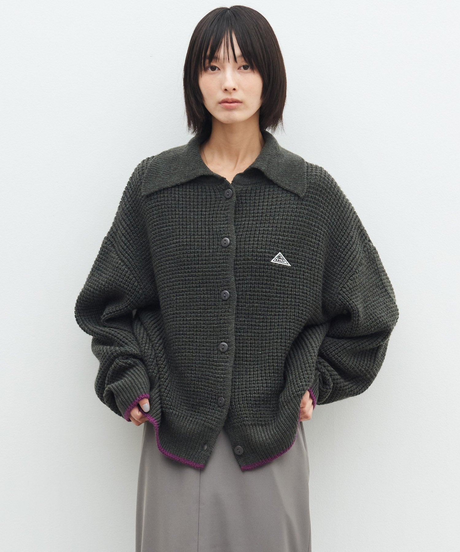 もかとくん　STONE  ブラックニットカーディガン Mサイズ KELTY公式】ピケニットカーディガン